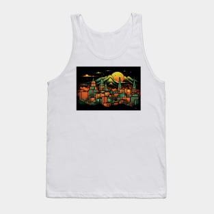 Retro Anime El Paso Skyline A Vibrant Anime-Inspired Cityscape Tank Top